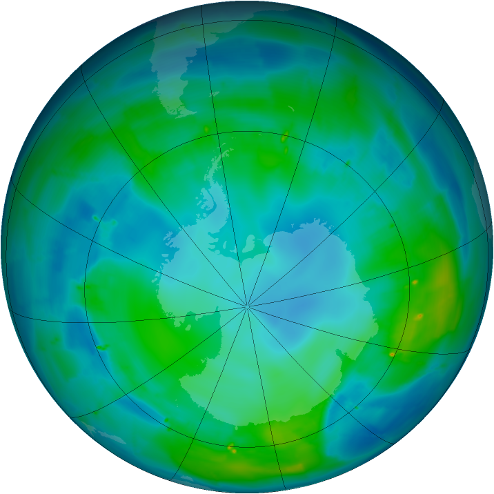 Antarctic ozone map for 02 May 2010